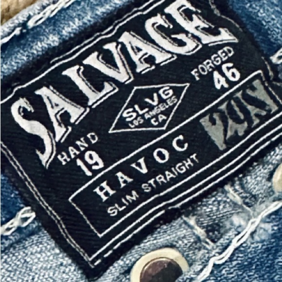 👖🦋 BUCKLE SALVAGE “Havoc” Slim Straight Jeans | Lt. Wash Distressed Women’s 29S - Picture 2 of 9